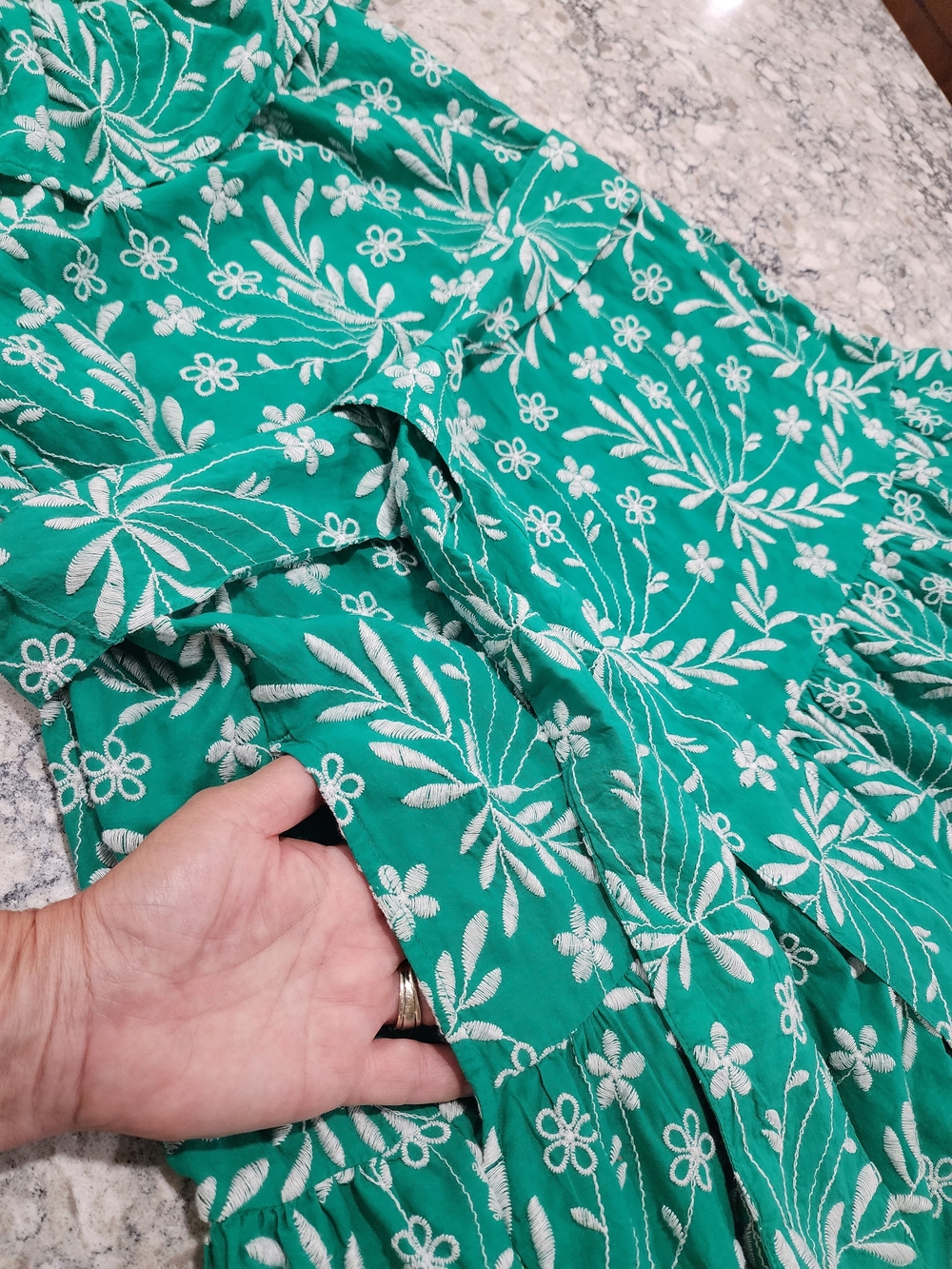 Draper James Green Floral On Or Off Shouldee Ruffle-Sleeve Sundress Ladies M NWT - Picture 8 of 10